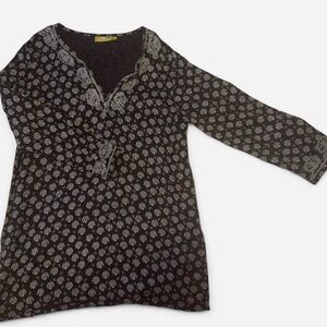 Rock Flower Paper Black & White Boho Tunic – Excellent Condition